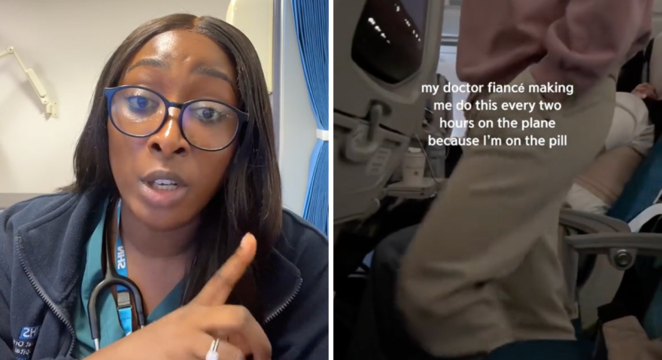 Simisola Olutande-Adeyemo, a physician associate with the NHS, explains why it's important to move around while on a long-haul flight if you are on the contraceptive pill. (TikTok/@simisolaoa)