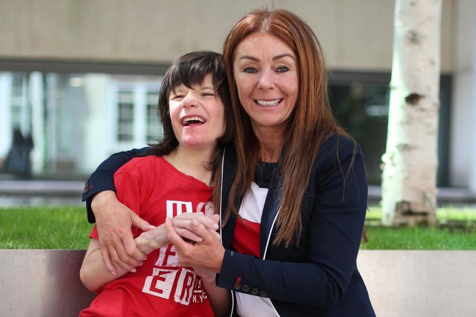 Charlotte Caldwell and her son Billy outside the Home Office last week (PA)