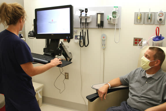 Matt Steele is treated by a nurse specially trained in both emergency and cancer medicine at The James Cancer Hospital and Solove Research Institute at Ohio State. The emergency department is the first of its kind built in the United States an