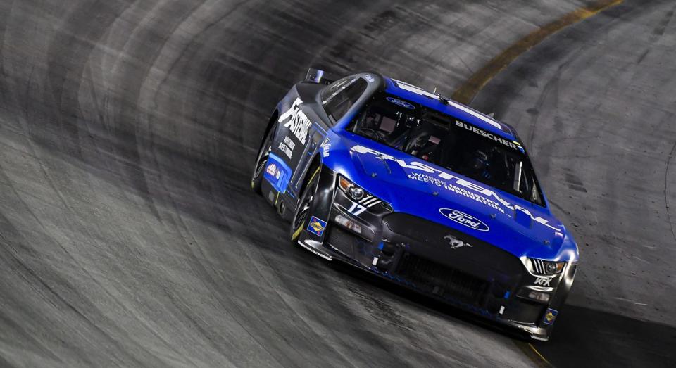 BRISTOL, TENNESSEE - SEPTEMBER 17: Chris Buescher, driver of the #17 Fastenal Ford, drives during the NASCAR Cup Series Bass Pro Shops Night Race at Bristol Motor Speedway on September 17, 2022 in Bristol, Tennessee. (Photo by Logan Riely/Getty Images) | Getty Images