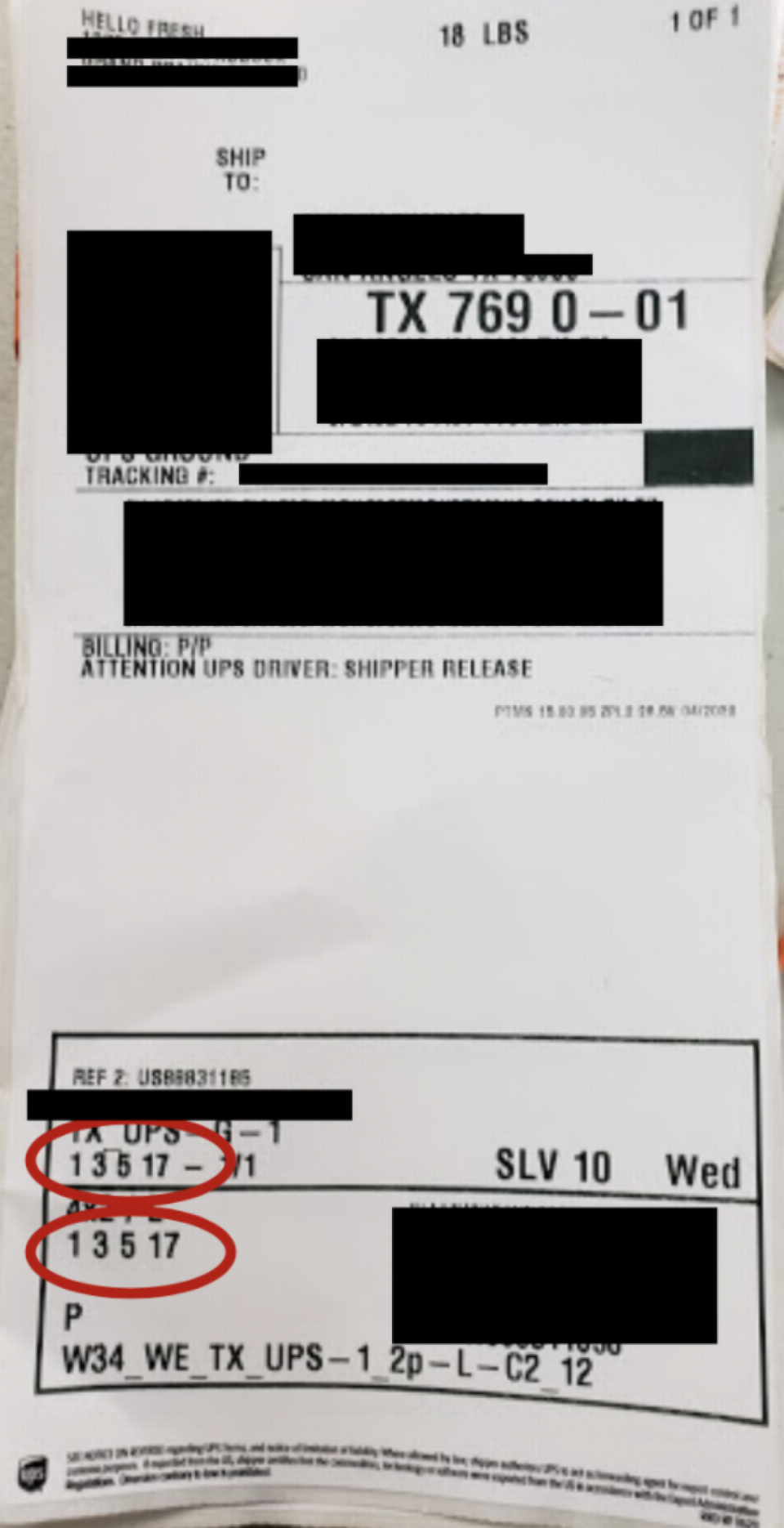 HelloFresh’s shipping label on a recalled onions box in an October 2021 recall.