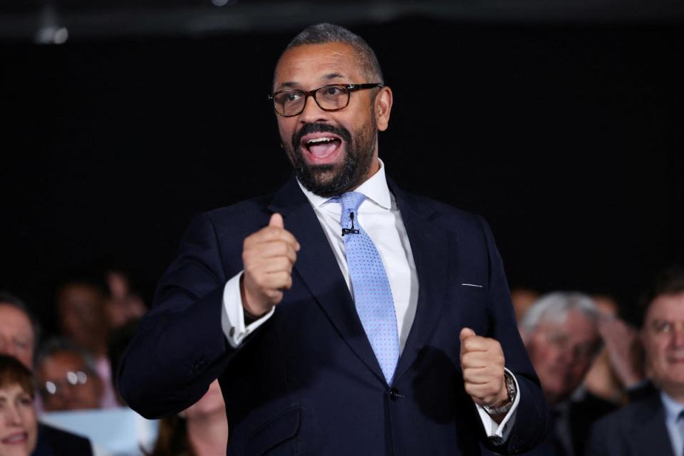 James Cleverly opens the Conservative Party rally (Reuters)