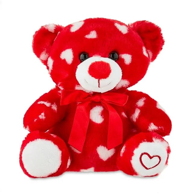 red white heart teddy bear