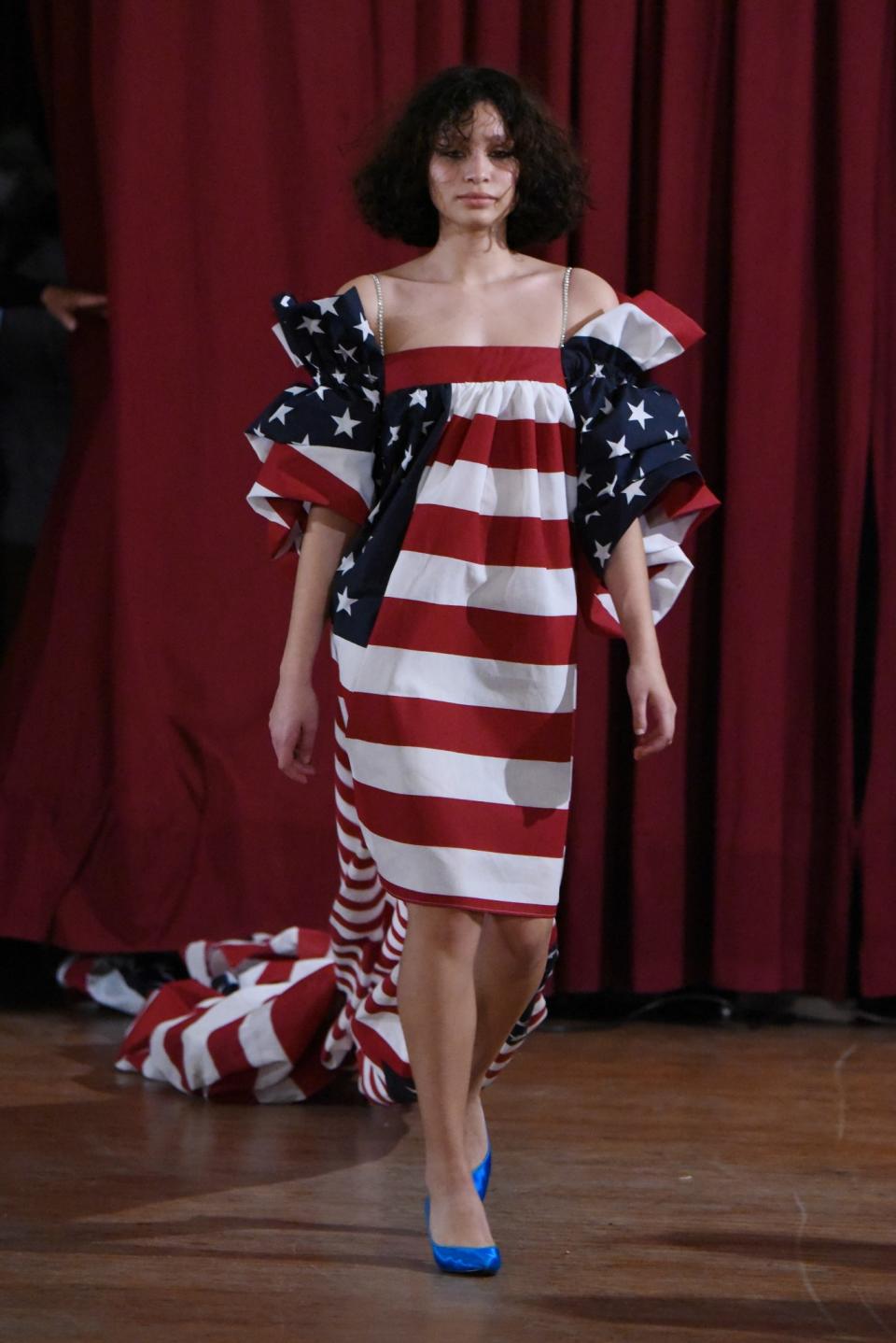 <p>This is about as literal as it gets for Americana on display at New York Fashion Week. (Photo: Getty Images) </p>