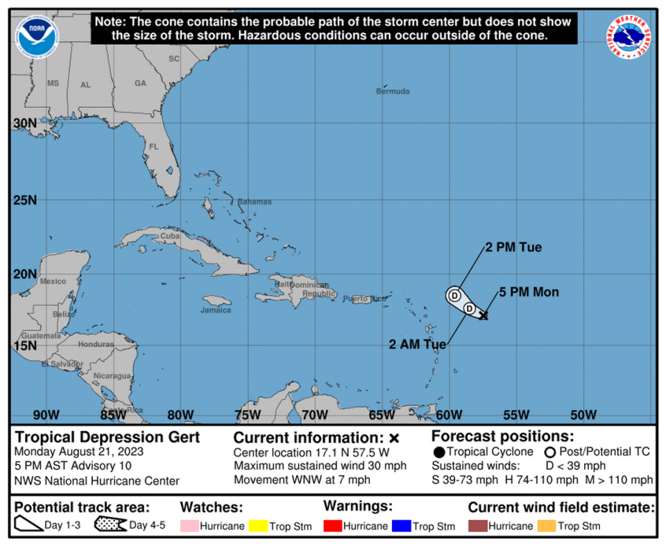 Tropical Storm Gert is expected to unravel sometime in the next day.