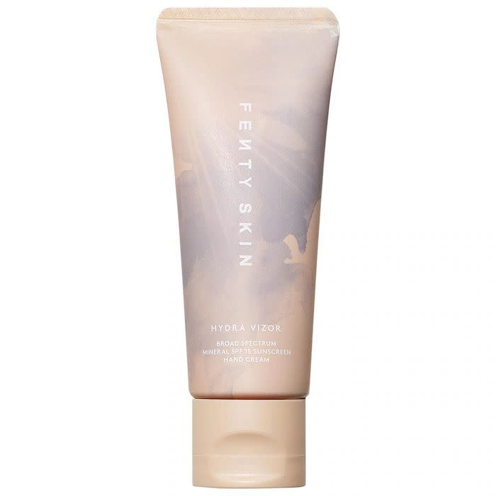 <p><a href="https://go.redirectingat.com?id=74968X1596630&url=https%3A%2F%2Fwww.sephora.com%2Fproduct%2Ffenty-skin-rihanna-hydra-vizor-broad-spectrum-spf-15-sunscreen-hand-cream-P505875&sref=https%3A%2F%2Fwww.prevention.com%2Fbeauty%2Fskin-care%2Fg60178141%2Fbest-hand-cream-with-spf%2F" rel="nofollow noopener" target="_blank" data-ylk="slk:Shop Now;elm:context_link;itc:0;sec:content-canvas" class="link ">Shop Now</a></p><p>Hydra Vizor Hand Cream SPF 15 </p><p>sephora.com</p><p>$22.00</p>