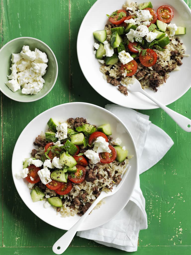 <p> A different twist on the typical fried rice, this dish will have you thinking you're somewhere on the coast of Greece. For the best results, cook the rice a day ahead so it has time to dry out.</p><p><a href="https://www.womansday.com/food-recipes/food-drinks/recipes/a55779/mediterranean-fried-rice-recipe/" rel="nofollow noopener" target="_blank" data-ylk="slk:Get the Mediterranean Fried Rice recipe.;elm:context_link;itc:0;sec:content-canvas" class="link "><em>Get the Mediterranean Fried Rice recipe.</em></a></p>