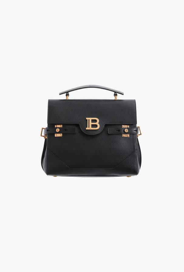 Sac B-Buzz 23 Balmain en cuir grainé noir