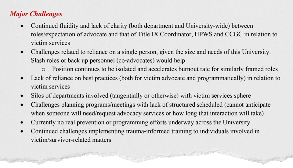 Lisa Risch, Fresno State's victim advocate, called for increased staffing and criticized the school's lack of "real" prevention efforts in this 2016-17 student affairs annual report obtained by USA TODAY through a public records request.