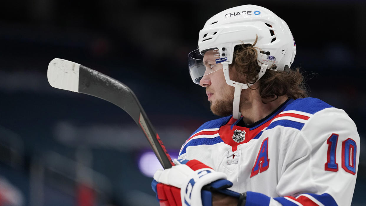 Artemi Panarin is stepping away from the Rangers following concerning reports out of Russia. (Photo by Patrick McDermott/NHLI via Getty Images)