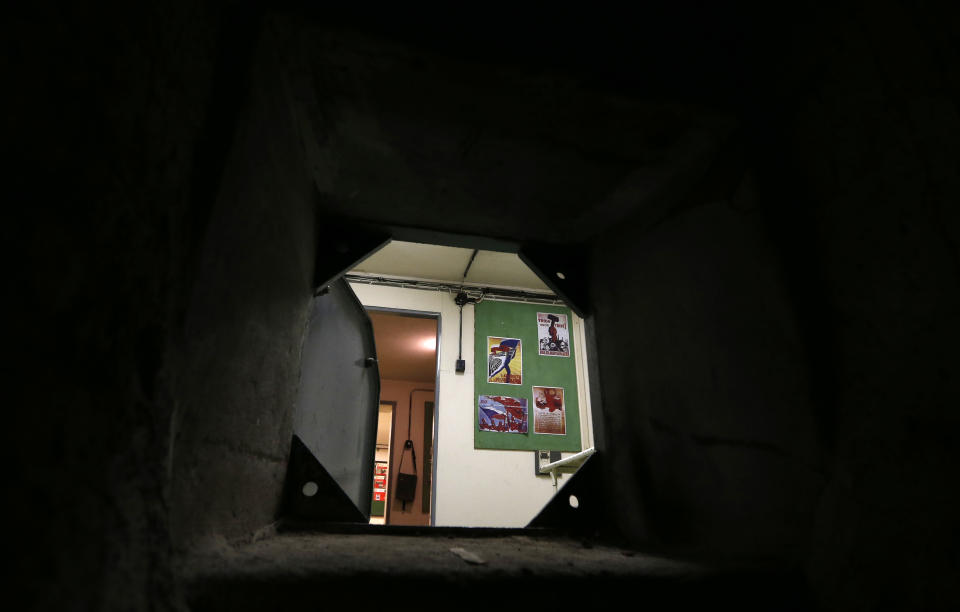 A view from an escape tunnel at the nuclear shelter from Cold War era is pictured at five star Jalta Hotel in downtown Prague, Czech Republic, Wednesday, Dec. 4, 2013. To mark the 55th anniversary, the hotel began to turn the bunker into an Iron Curtain museum whose first part was opened to the public in Nov. 2013. (AP Photo/Petr David Josek)