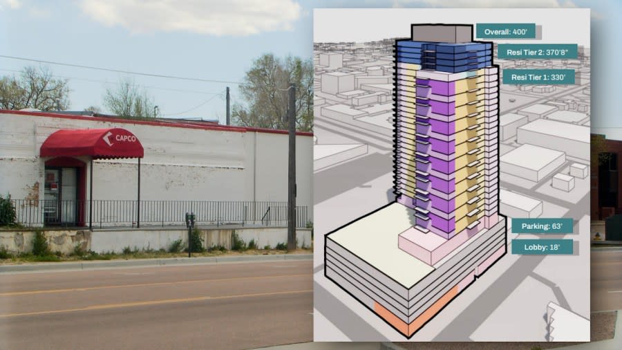 The O'Neil Group provided the proposed plans to the Urban Renewal Authority, this design shows the 36-story building with multiple apartment options.