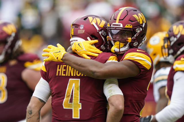 Chase Young was one of the first to celebrate with Taylor Heinicke after  his TD 