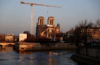 General view of Notre Dame de Paris Cathedral under reconstruction