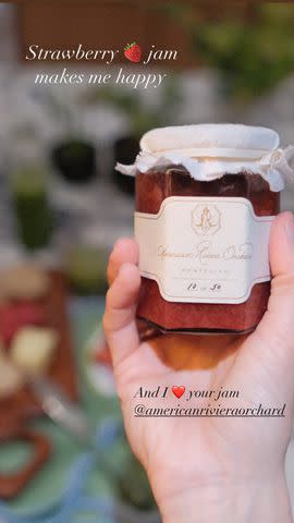 <p>Delfina Blaquier/Instagram</p> Delfina Blaquier shares a photo of Meghan Markle's strawberry jam in April 2024