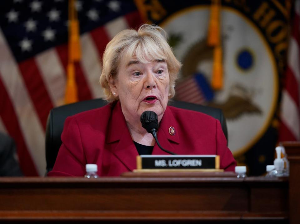 Rep. Zoe Lofgren, D-Calif., speaks as the House select committee investigating the Jan. 6 attack on the U.S. Capitol meets to reveal its findings of a year-long investigation, at the Capitol in Washington, Monday, June 13, 2022 (AP)