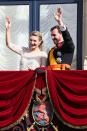 LUXEMBOURG - OCTOBER 20: Princess Stephanie of Luxembourg and Prince Guillaume of Luxembourg wave to the crowds from the balcony of the Grand-Ducal Palace following the wedding ceremony of Prince Guillaume Of Luxembourg and Princess Stephanie of Luxembourg at the Cathedral of our Lady of Luxembourg on October 20, 2012 in Luxembourg, Luxembourg. The 30-year-old hereditary Grand Duke of Luxembourg is the last hereditary Prince in Europe to get married, marrying his 28-year old Belgian Countess bride in a lavish 2-day ceremony. (Photo by Andreas Rentz/Getty Images)