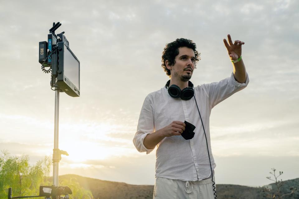 Director Damien Chazelle on the set of ‘Babylon’ in 2022 (Scott Garfield/Paramount Pictures/Courtesy Everett Collection)