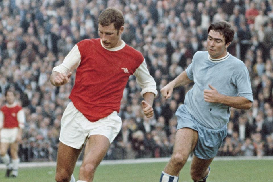 Terry Neill in action for Arsenal against Coventry at Highbury in September 1967 (Hulton Archive)