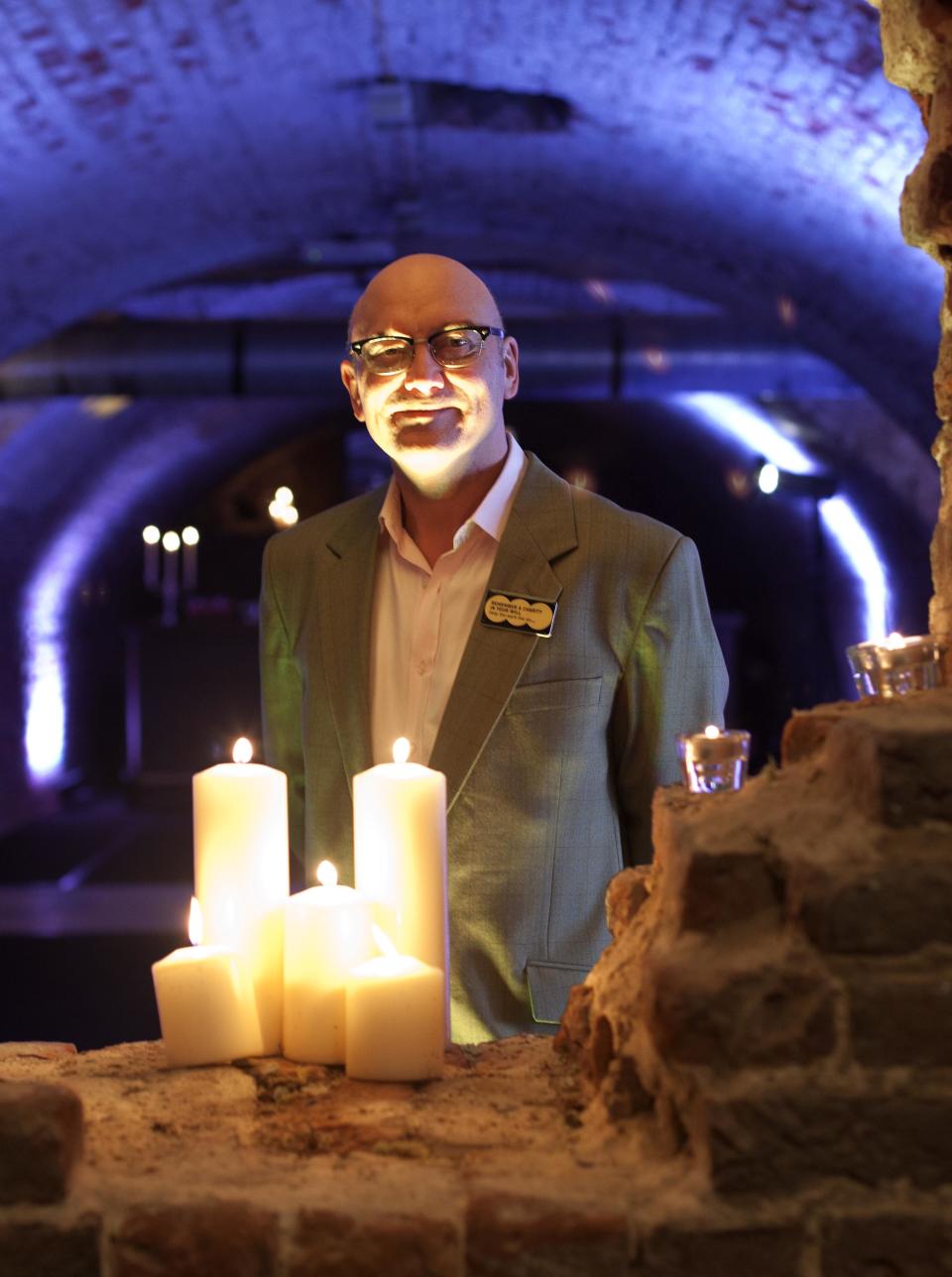 Gregg Wallace at the launch of Remember A Charity�s pop-up restaurant Caf� de Mort at The Crypt at St Andrew Holborn Church in London. PRESS ASSOCIATION Photo. Picture date: Tuesday, February 26, 2013. Serving a tasting menu of Britain's deadliest meals, the restaurant aims to encourage more people to leave a gift to charity in their Will. Photo credit should read: David Parry/PA Wire