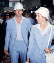 <p>Matching with husband Mark Philips at London's Heathrow Airport.</p>
