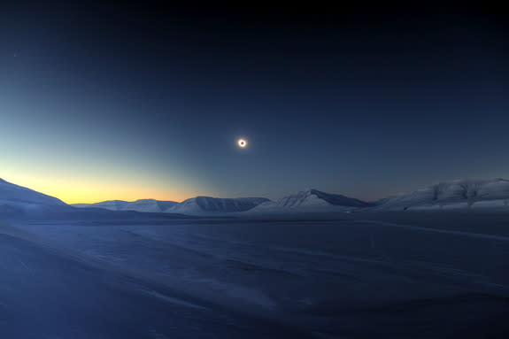 Luc Jamet (France) captured the total solar eclipse of March 20, 2015, from Svalbard, Norway — one of only two habitable locations able to witness totality — just 16 seconds after it began.