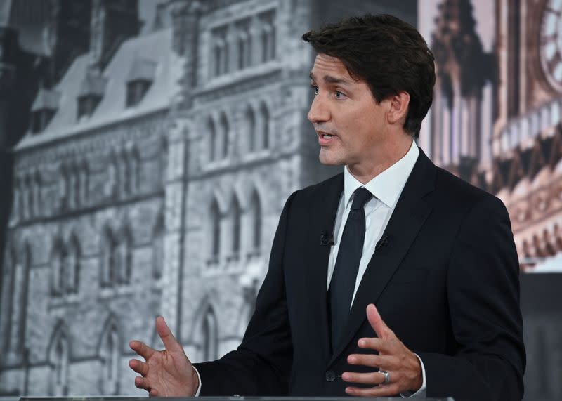 Canada's Liberal Prime Minister Justin Trudeau attends the "Face-a-Face 2021" French language election in Montreal