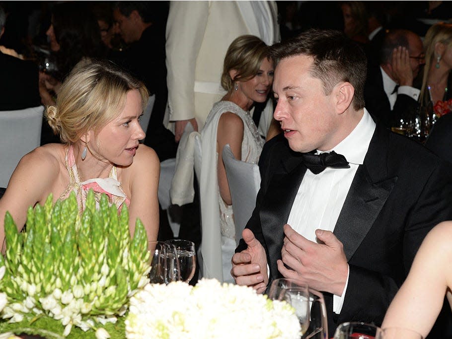 Actress Naomi Watts and entrepreneur Elon Musk