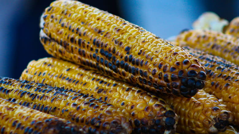 grilled roasted corn stacked