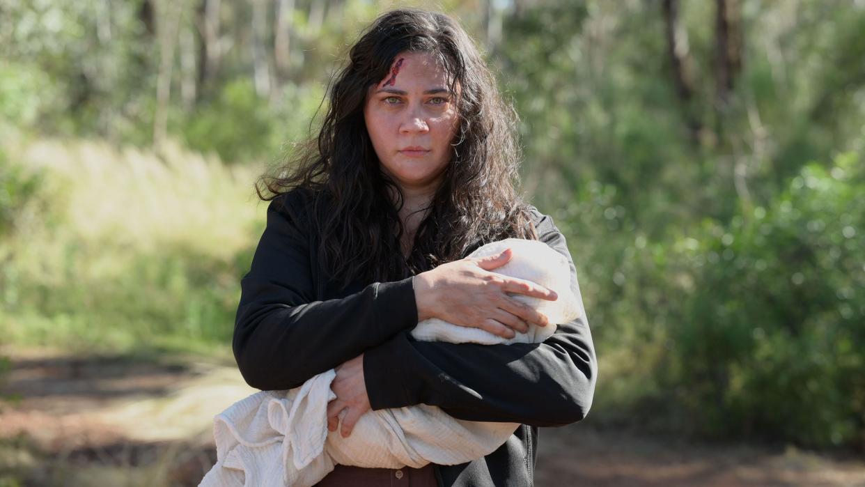 Shari Sebbens plays an Australian lawyer trying to keep her baby boy safe from a child-stealing boogeyman in the horror movie "The Moogai."
