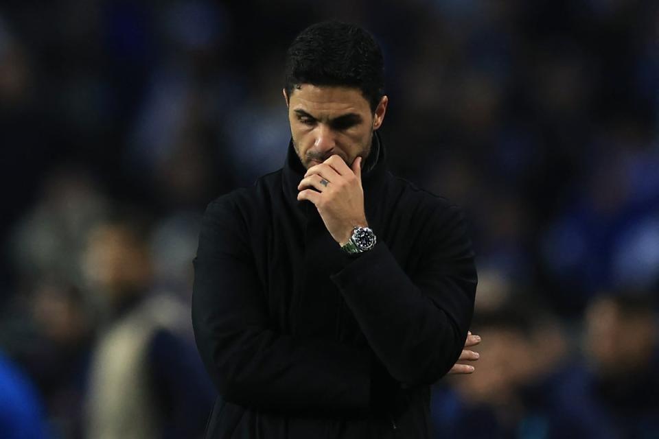 Mikel Arteta’ side conceded a 94th-minute winner in Porto (AFP via Getty Images)