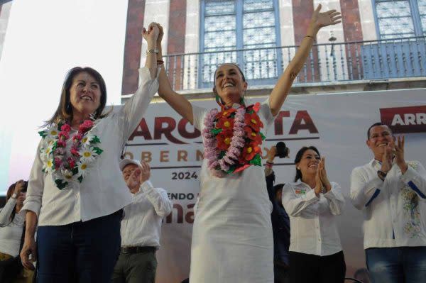 Claudia Sheinbaum, candidata presidencial de la coalición Sigamos Haciendo Historia, acompaño en su inicio de campaña a la gobernatura de Morelos a la candidata Margarita González Saravia