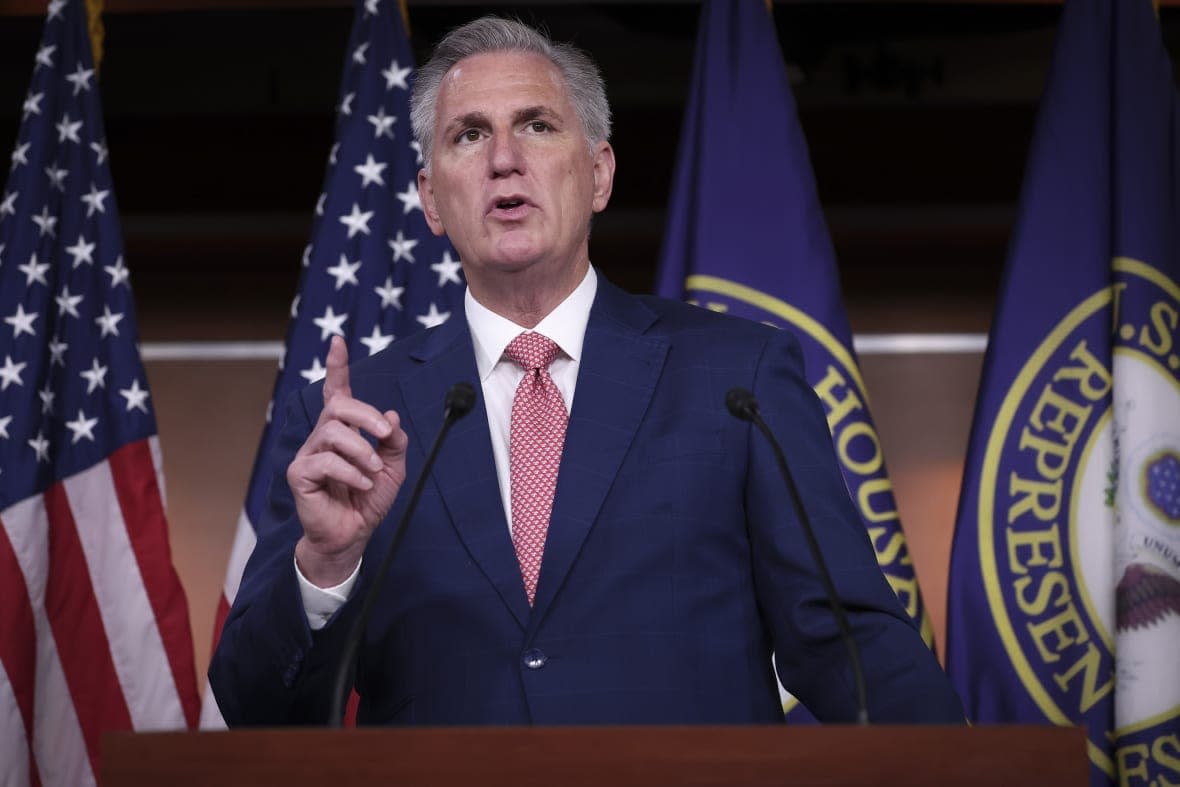 House Minority Leader Kevin McCarthy (R-CA) answers questions during a press conference at the U.S. Capitol on July 29, 2022 in Washington, DC. During the press conference, McCarthy said he had no recollection of speaking with former White House aide Cassidy Hutchinson on January 6, 2020. (Photo by Win McNamee/Getty Images)