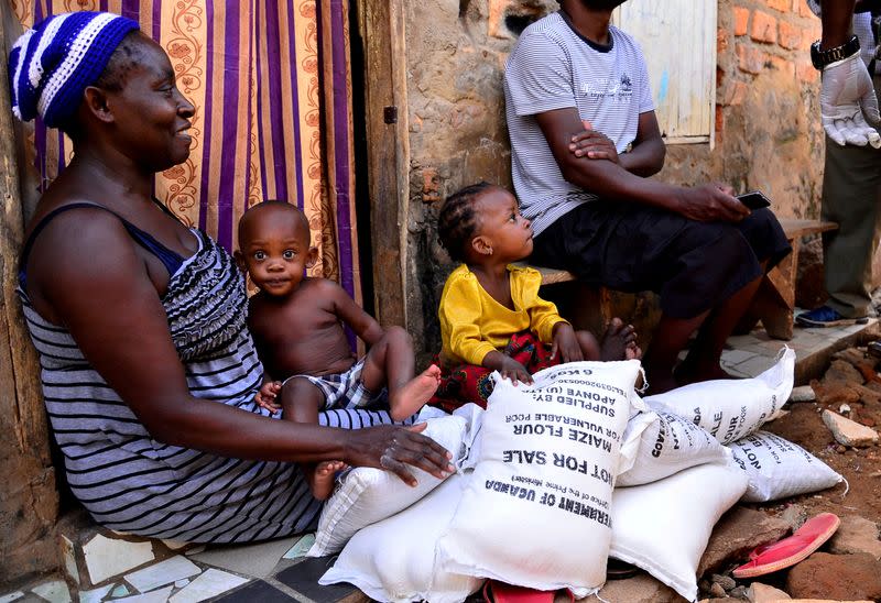 FILE PHOTO: Government distribution exercise to civilians affected by the lockdown, in Kampala