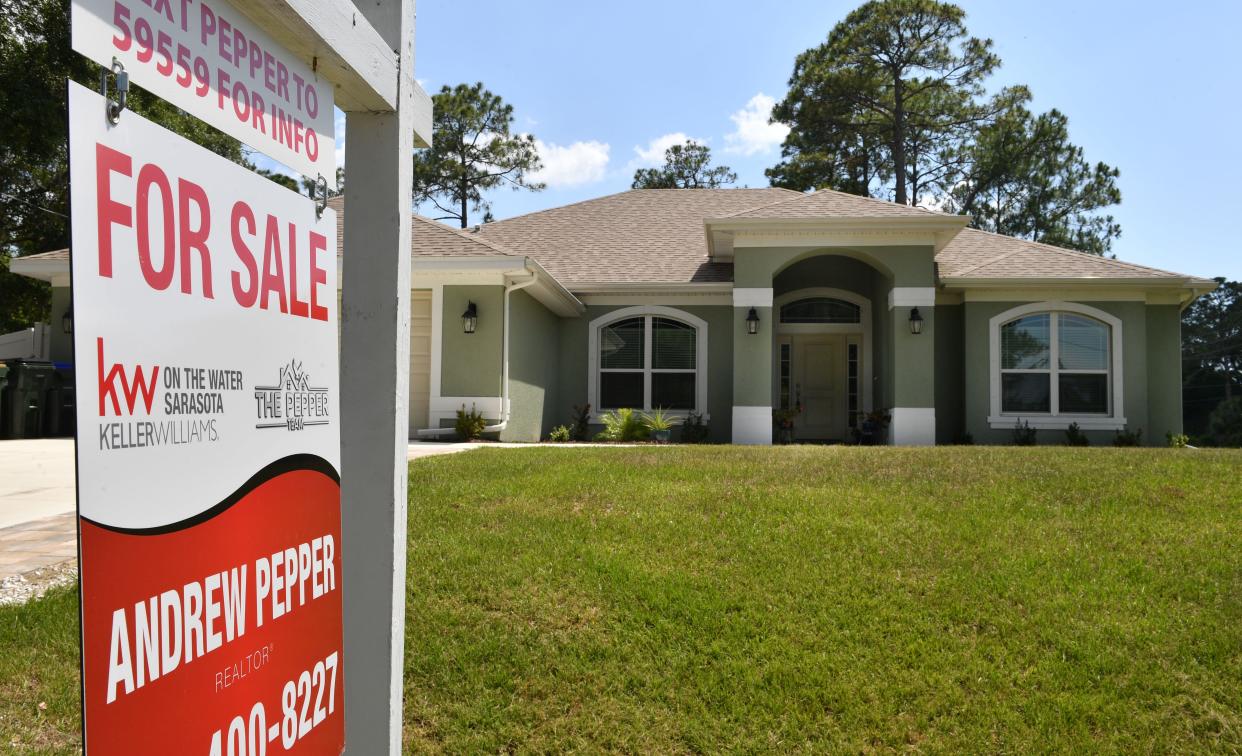 A file photo of a home for sale on Maximo Rd. in North Port, Florida in April 2022 The Realtor Association of Sarasota Manatee released last week its monthly housing market report that tracks both Sarasota and Manatee counties housing statistics.