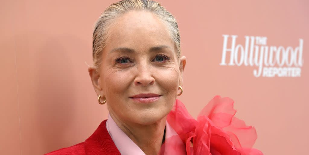 sharon stone red suit