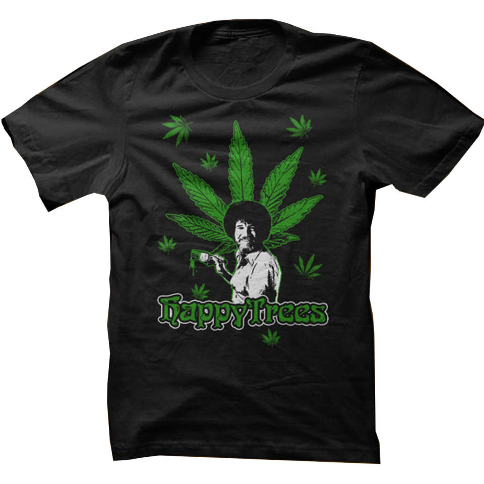 <p>Bob Ross Happy Trees T-shirt, $20.95, <a href="https://www.etsy.com/listing/247973620/bob-ross-happy-trees-t-shirt-marijuana?" rel="nofollow noopener" target="_blank" data-ylk="slk:available at Etsy;elm:context_link;itc:0;sec:content-canvas" class="link ">available at Etsy</a>. <br></p>