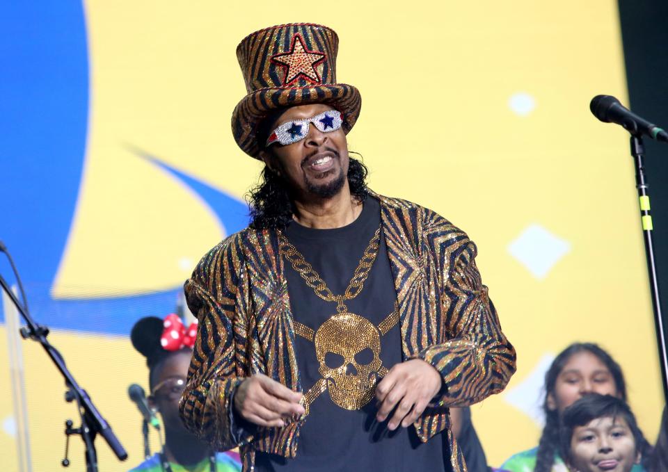 Musician Bootsy Collins onstage at the 2018 NAMM Show at Anaheim Convention Center on Jan. 27, 2018, in Anaheim, California.