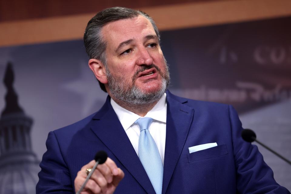 WASHINGTON, DC - MAY 03: U.S. Sen. Ted Cruz (R-TX) speaks on Title 42 immigration policy on May 03, 2023 in Washington, DC. A group of Republican Senators spoke out against the expiration of Title 42 saying it would be detrimental for southern states along the U.S.-Mexico border. (Photo by Kevin Dietsch/Getty Images) ORG XMIT: 775973519 ORIG FILE ID: 1487339607