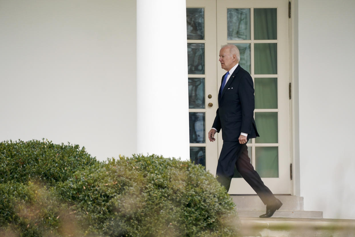 President Joe Biden walks to the Oval Office after arriving at the White House, Monday, Jan. 23, 2023, in Washington. (AP Photo/Evan Vucci)