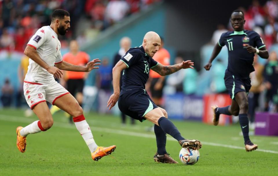 Aaron Mooy was Australia’s main outlet in possession.