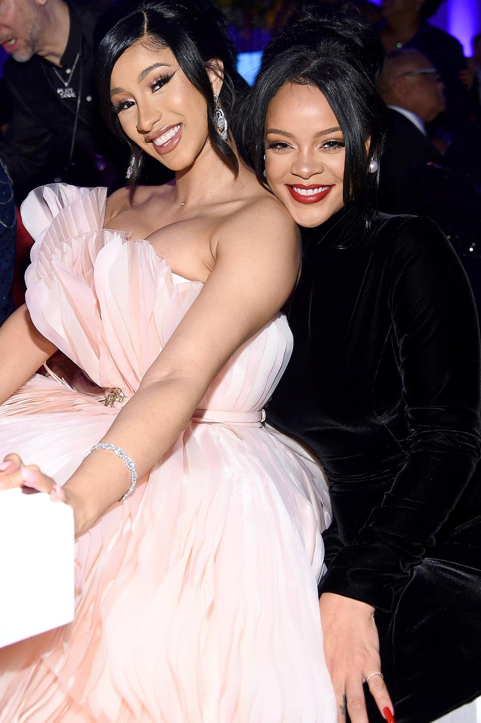 Cardi B and Rihanna smiled together at Rihanna's Annual Diamond Ball in New York City.