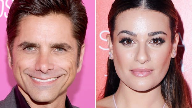 John Stamos Gives An Awkward Kiss To Birthday Girl Lea Michele 