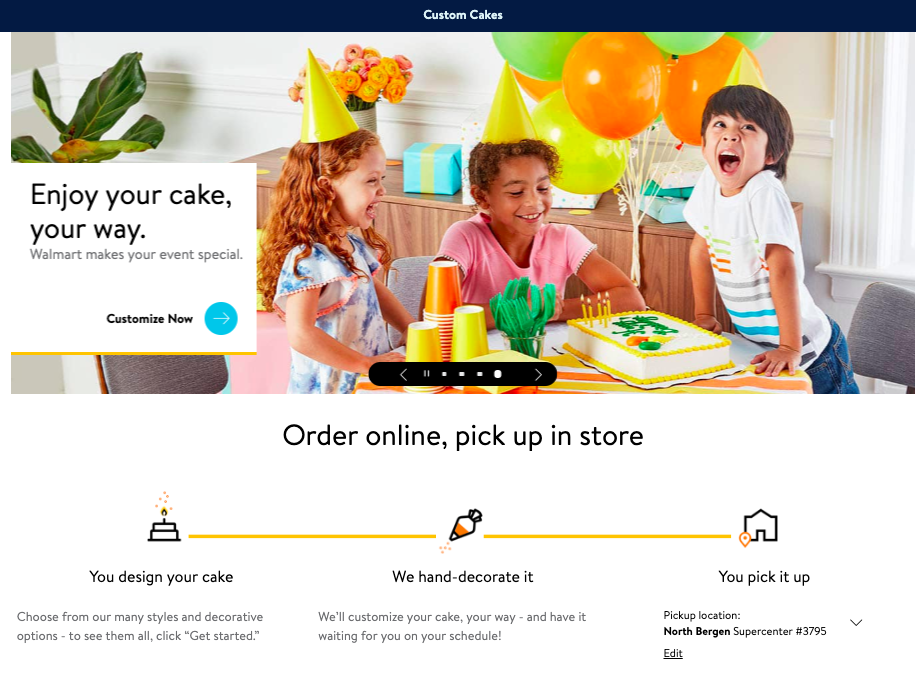 Walmart is now offering online cake ordering. 