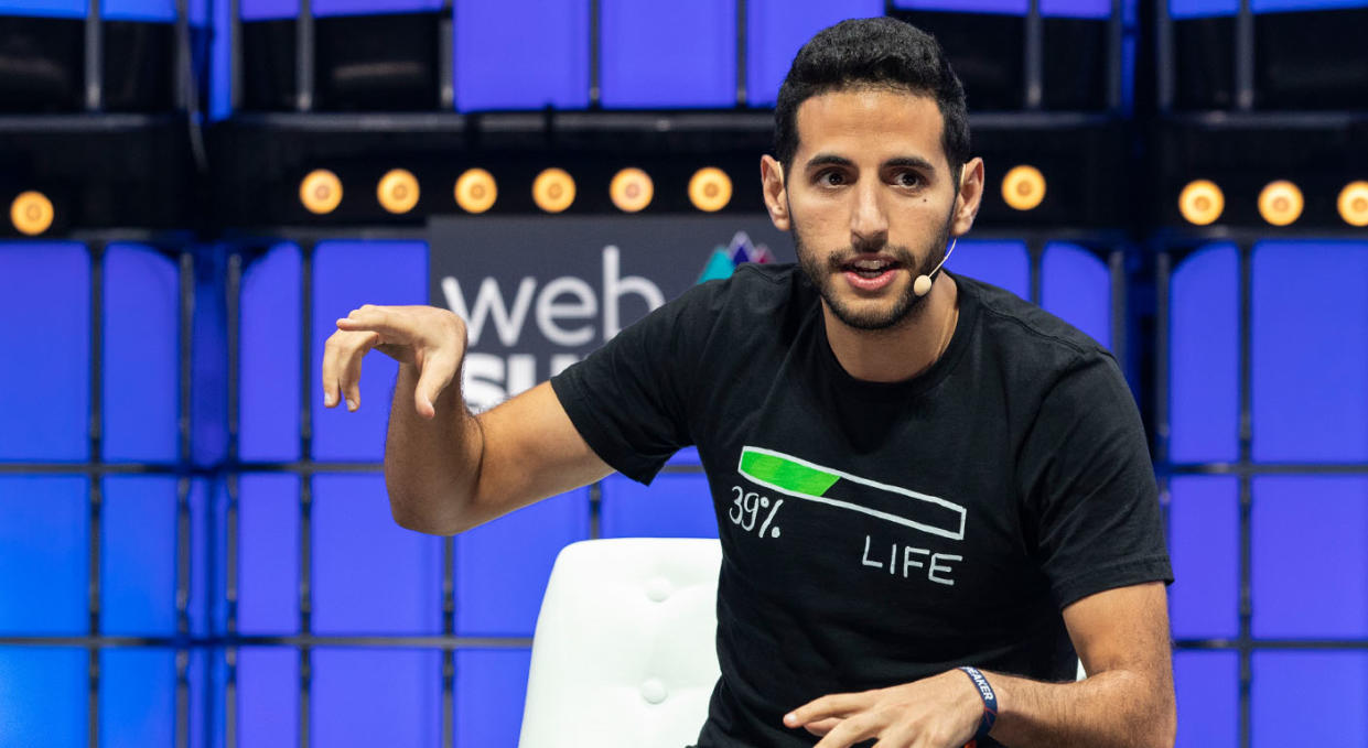 Nas Daily (aka Nuseir Yassin), founder and CEO of Nas Academy, speaks at the Web Summit 2021.