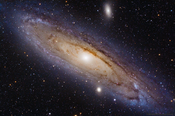 The Andromeda Galaxy, shown here, may be much larger than astronomers previously thought. Astrophotographer Lorenzo Comolli took this photo Nov. 16, 2012, from Bogli, Italy.