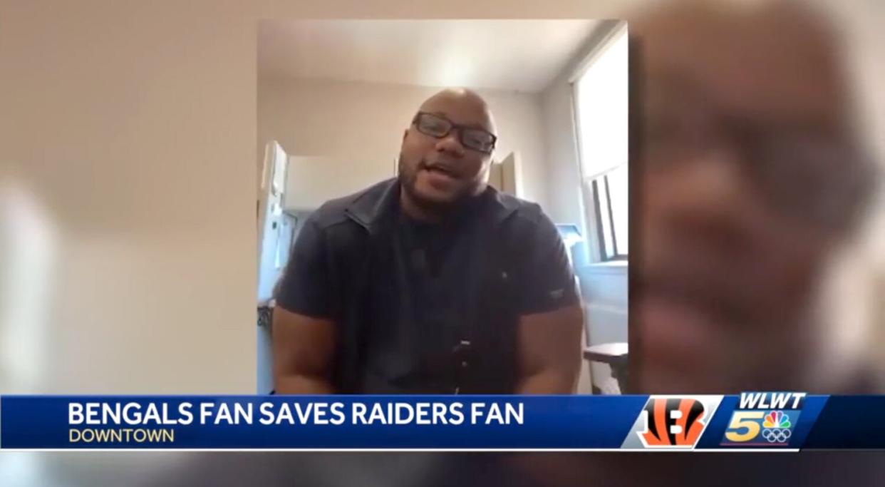 Bengals fan saves Raiders fan's life outside PBS before kickoff