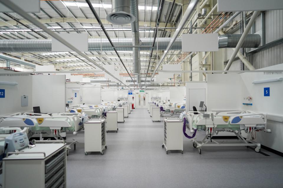 A view along ICU ward 1 at the new NHS Nightingale North East hospital opened in response to the coronavirus pandemic  (Getty Images)