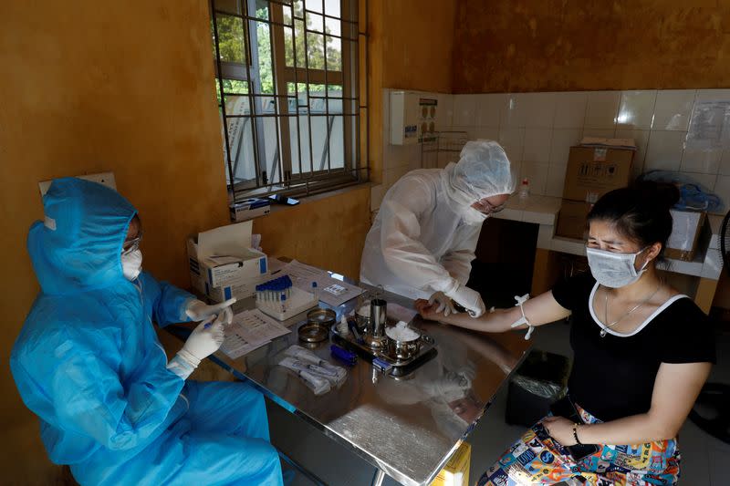 Rapid testing center for coronavirus disease (COVID-19) outside Hanoi