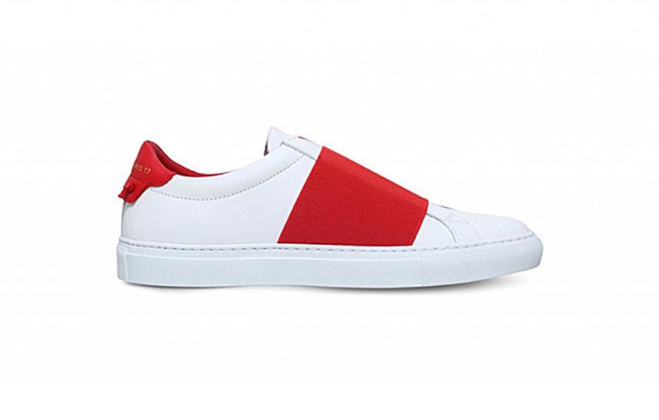 <p><a rel="nofollow noopener" href="http://www.selfridges.com/GB/en/cat/givenchy-knot-elastic-leather-trainers_926-10004-0563411109/?previewAttribute=White%2Fred" target="_blank" data-ylk="slk:Selfridges, £395;elm:context_link;itc:0;sec:content-canvas" class="link "><i>Selfridges, £395</i></a> </p>